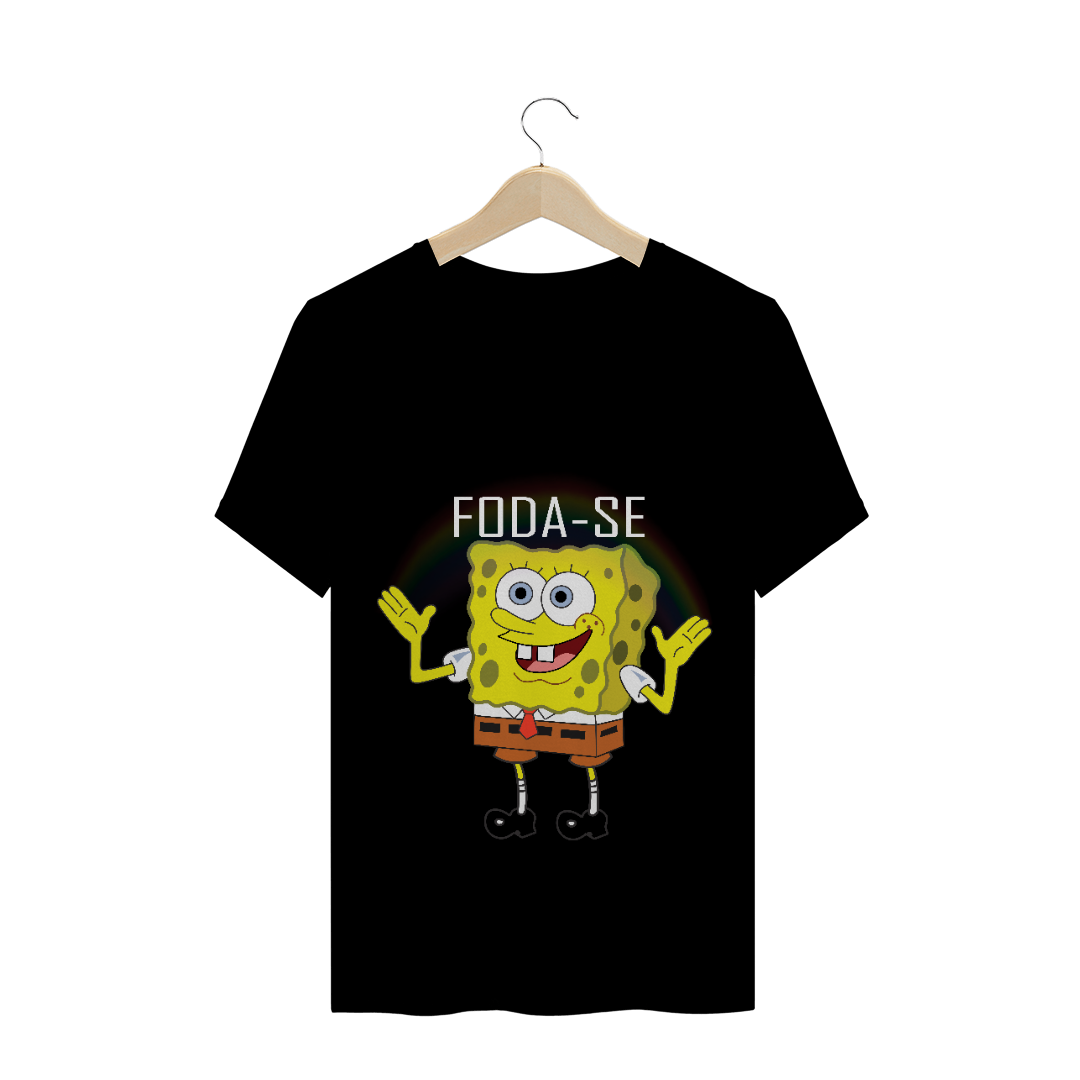 Nome do produto: Camisa Masculina Meme Bob Esponja Fod@a-se