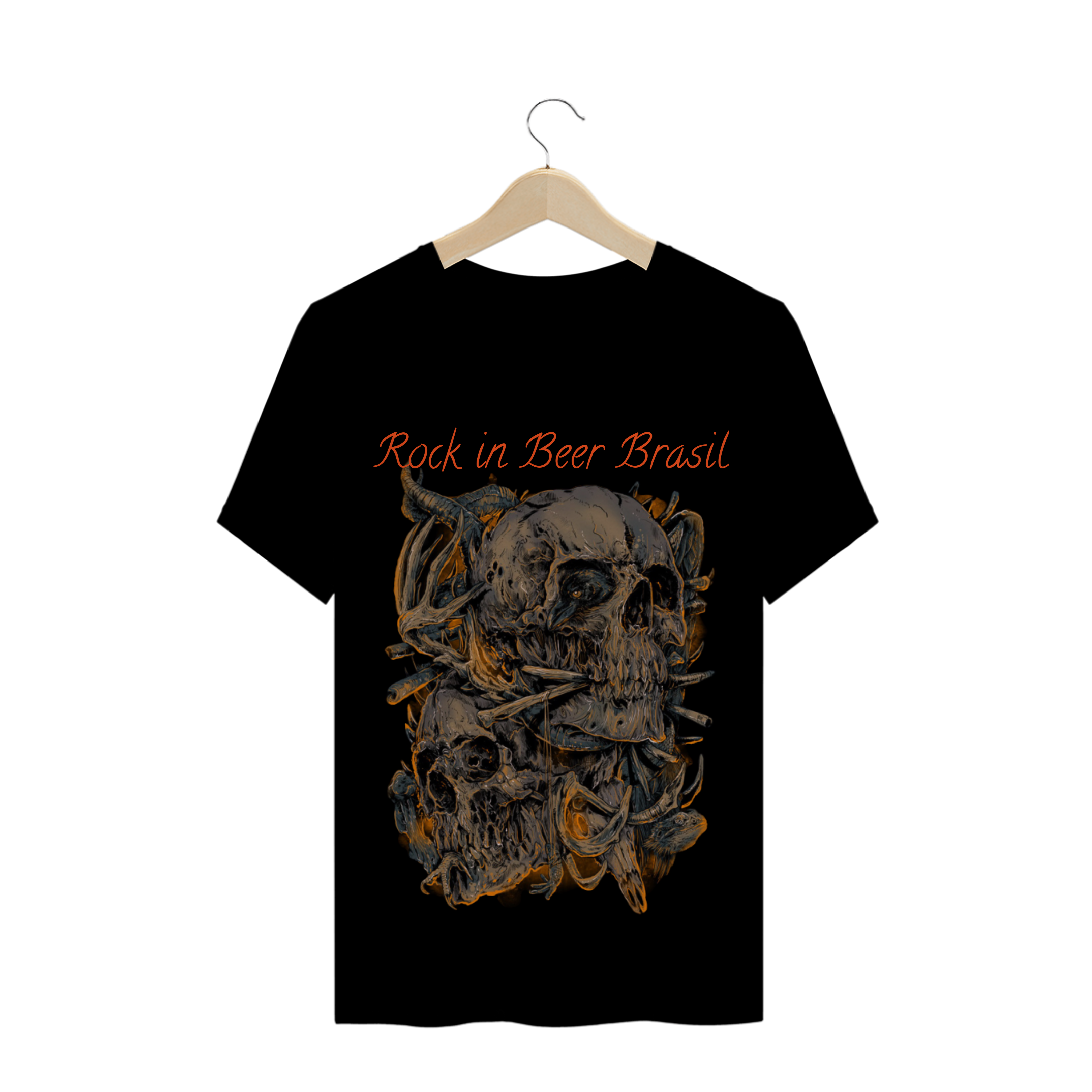 Nome do produto  Camiseta masculina Rock in Beer Brasil Skulls 