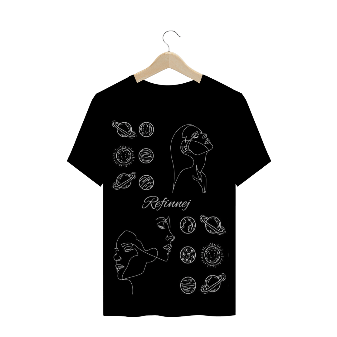 Nome do produto  Camisa preta unissex com estampa efeito desenhado