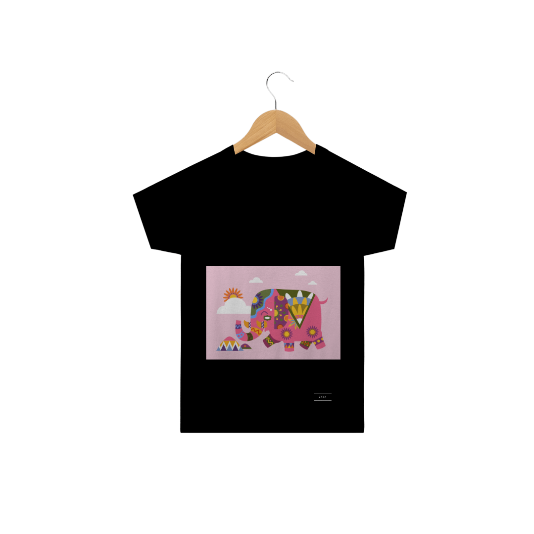 Nome do produto  Camiseta Infantil ZAYA Animais | Elefante Preta