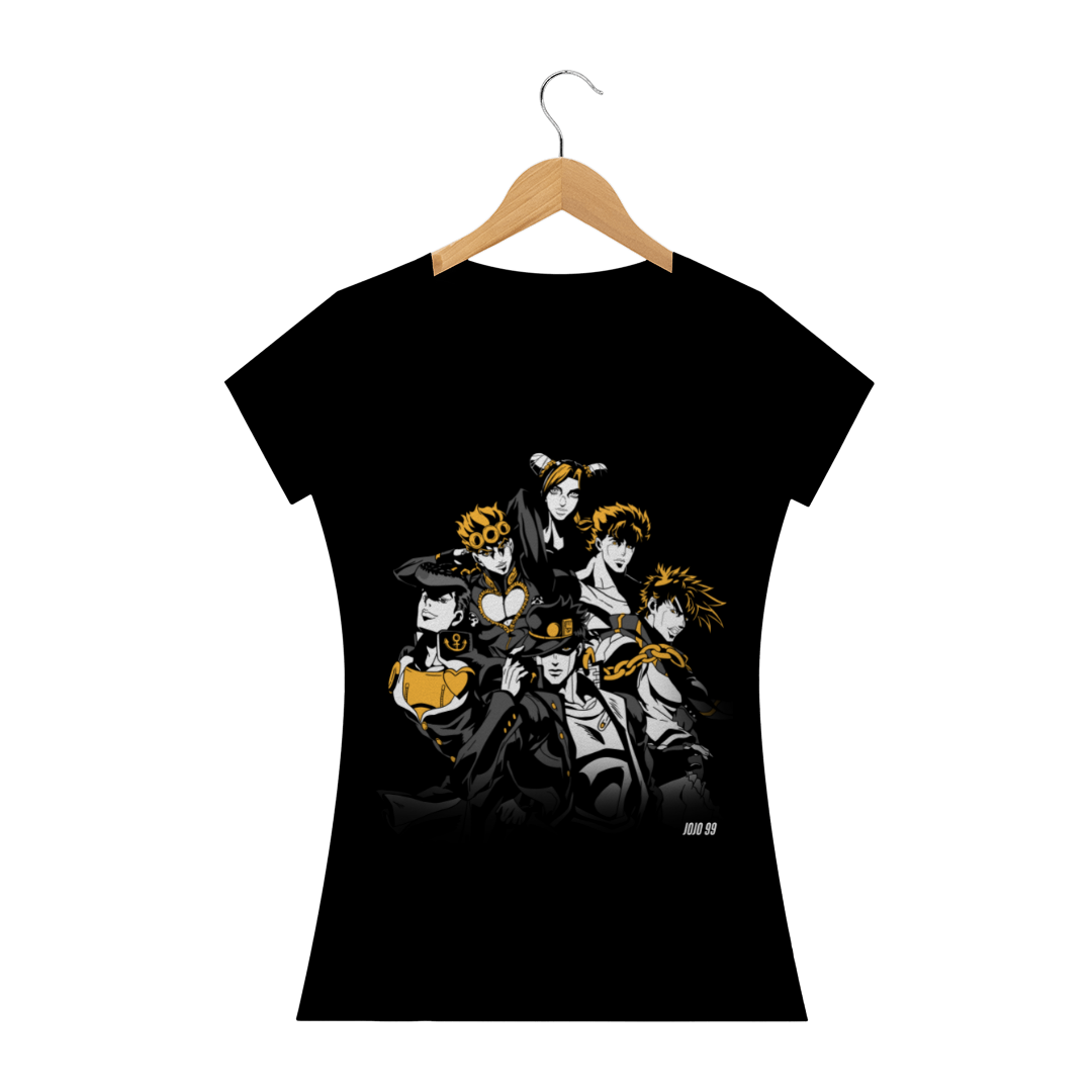 Nome do produto  Camiseta Feminina Jonathan, Joseph, Jotaro, Josuke, Giorno e Jolyne (Todos os Joestar) - JoJo's Bizarre Adventure