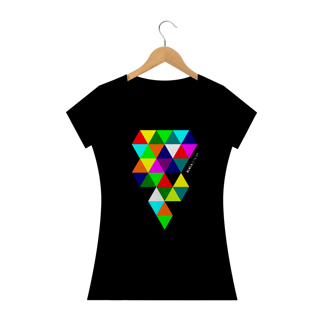 Nome do produto  Triângulos Coloridos, Camiseta Feminina, Bluza.com.br