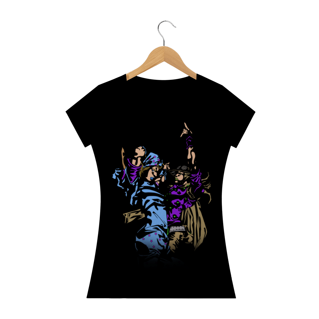 Nome do produto  Camiseta Feminina Johnny Joestar e Gyro Zeppelli - JoJo's Bizarre Adventure Part 7: Steel Ball Run
