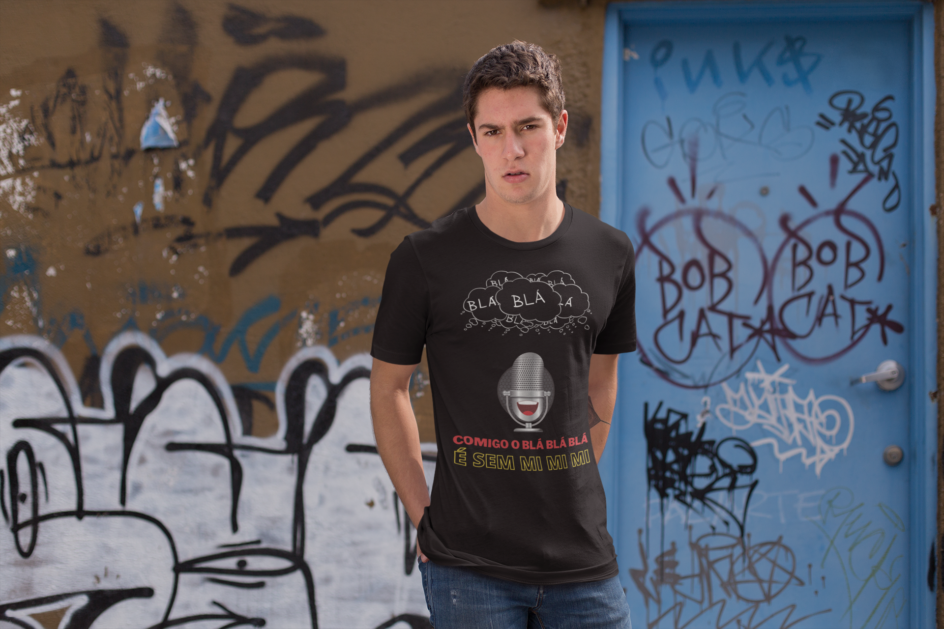 Camiseta Prime - Comigo o Blá blá blá é sem mi mi mi - Cor Preta