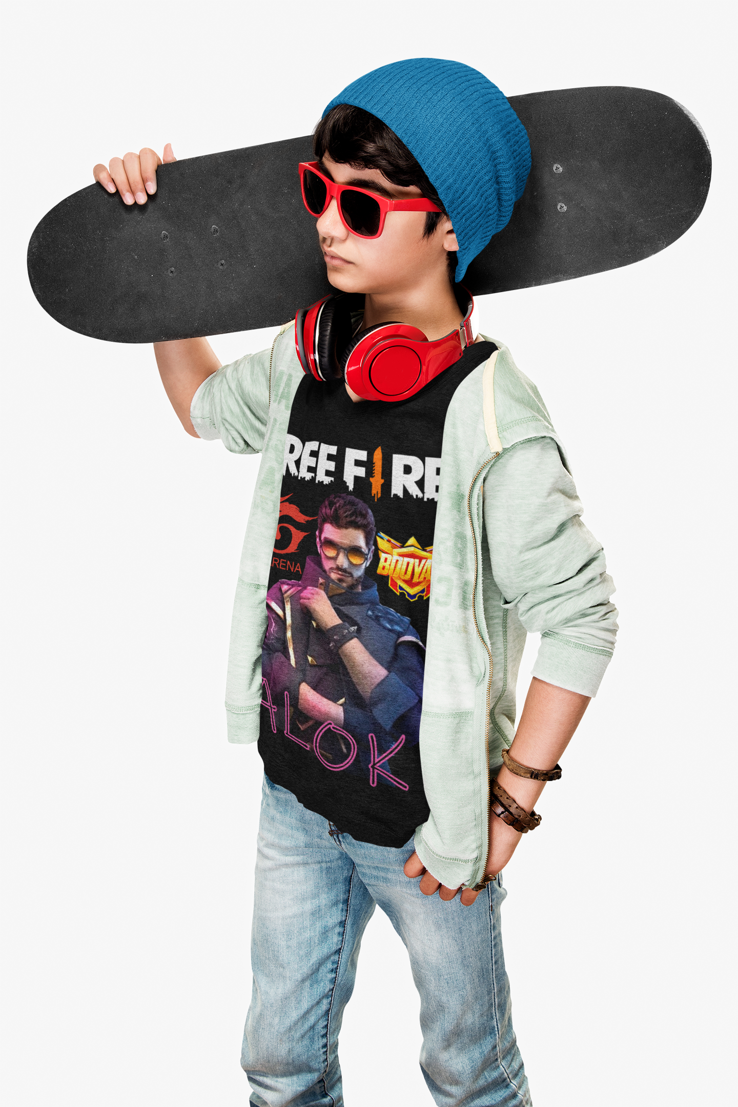 camiseta free fire  alok infantil juvenil 