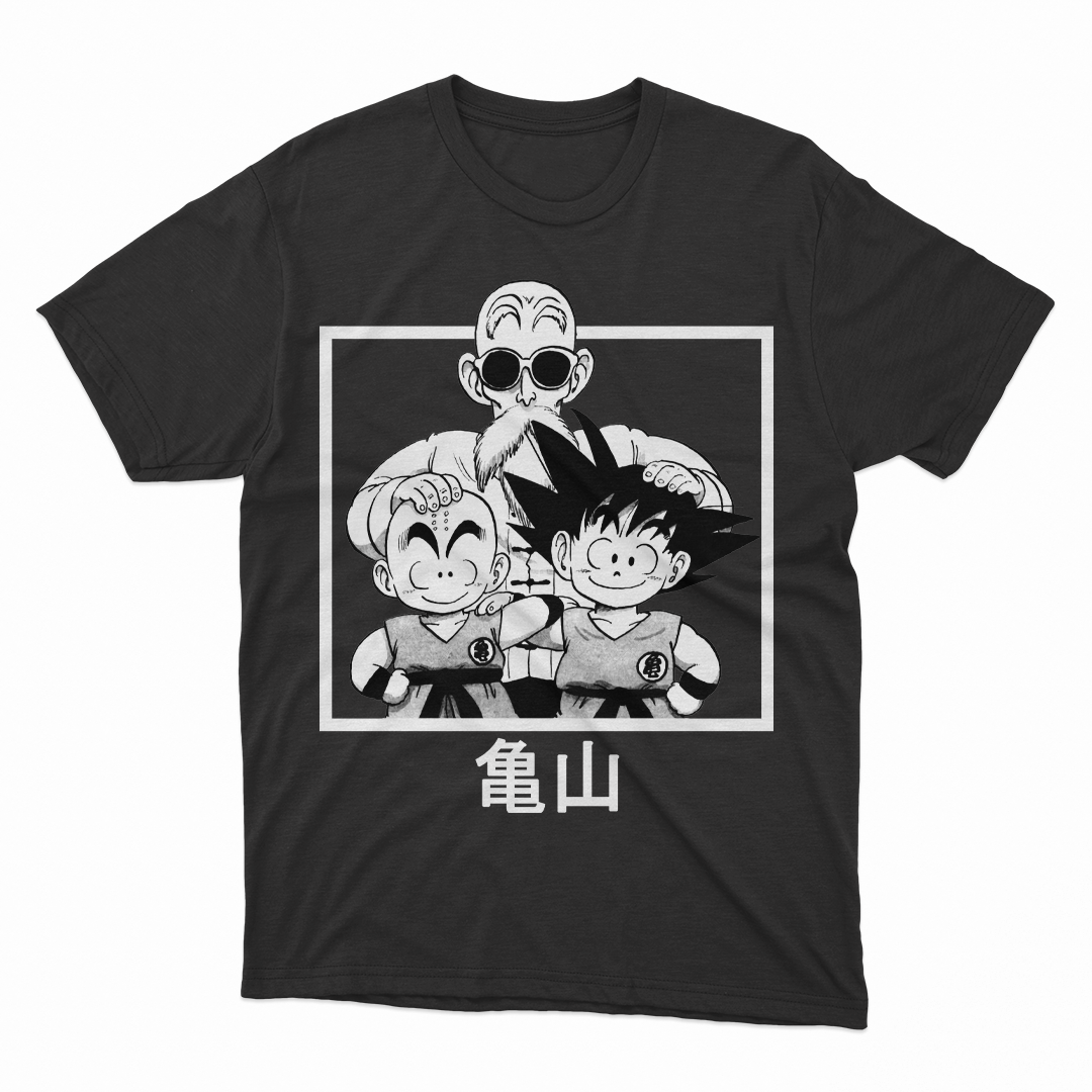 Nome do produto  Camiseta Preta Mestre Kame, Goku e Kuririn