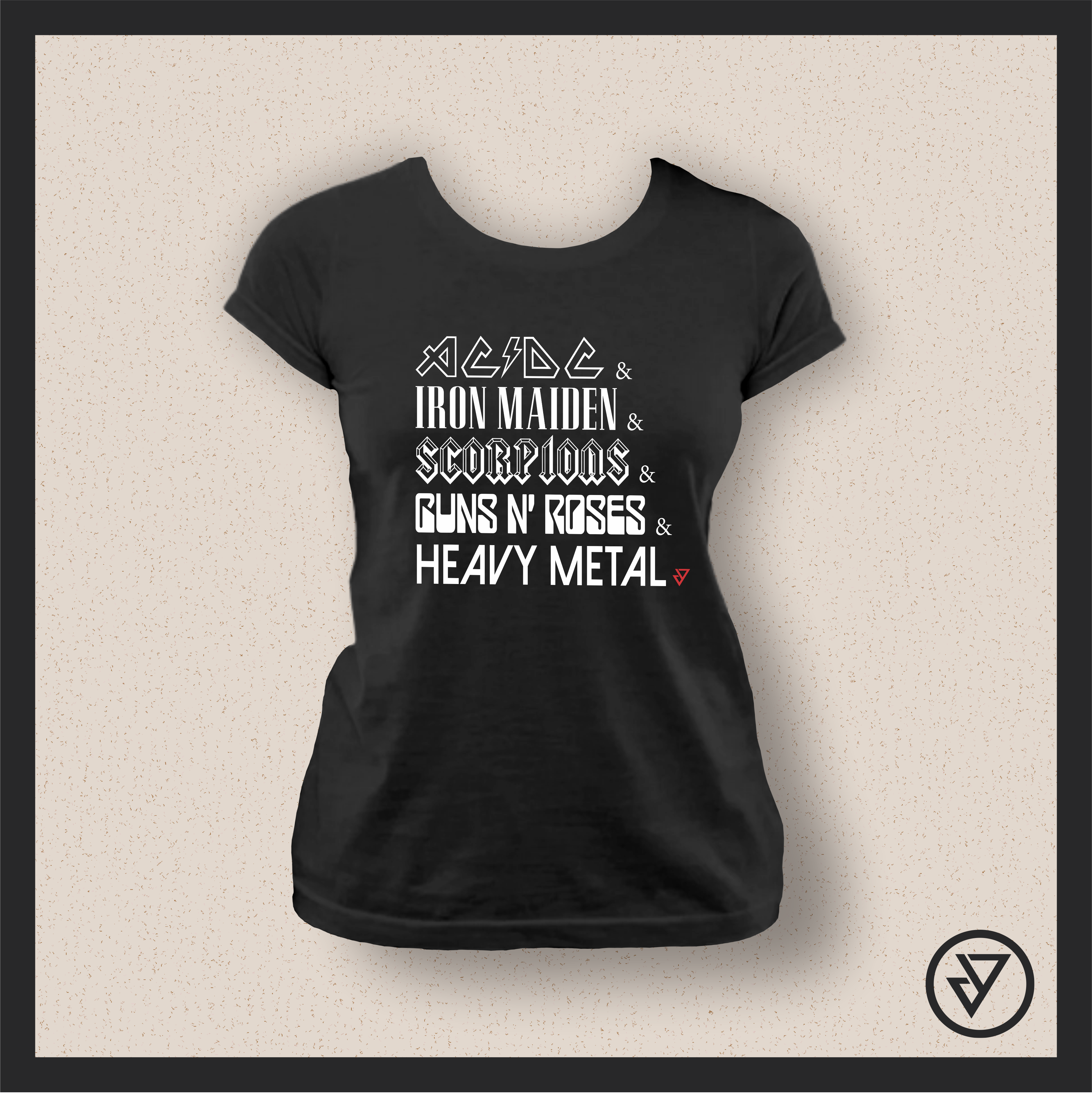Camisa Feminina Heavy Metal (Bandas) - Preta