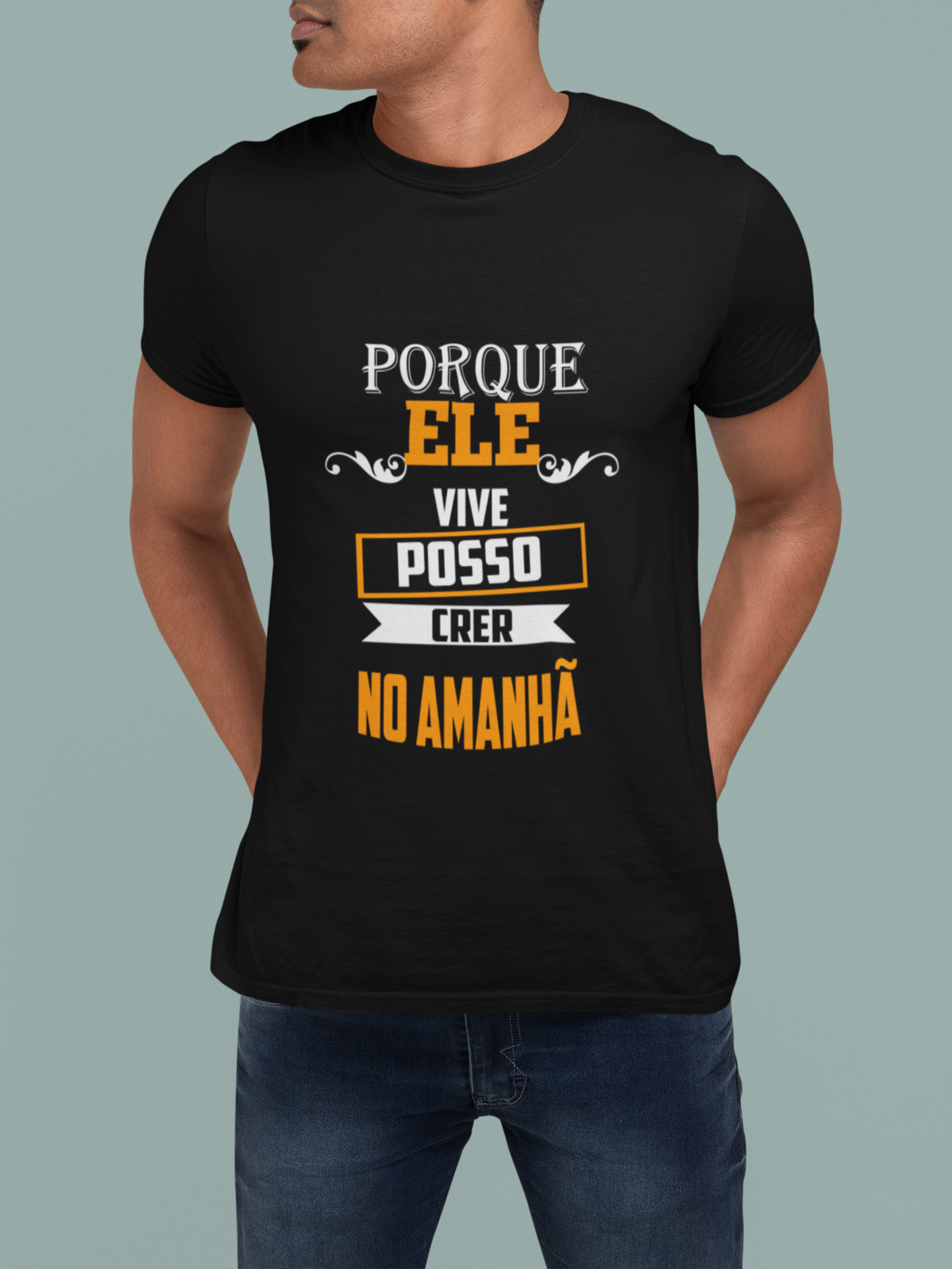 Nome do produto  Camiseta  Masculina Porque Ele Vive