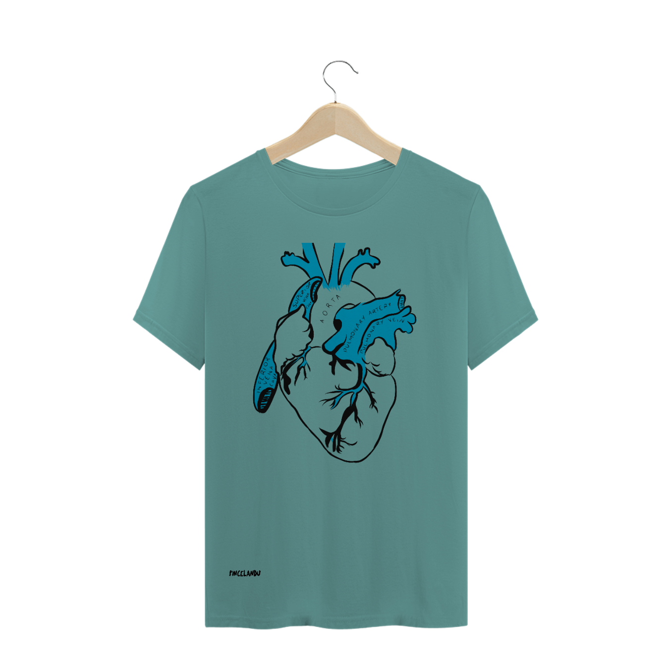 Nome do produto  Camiseta estonada masculina arte coração sangue azul