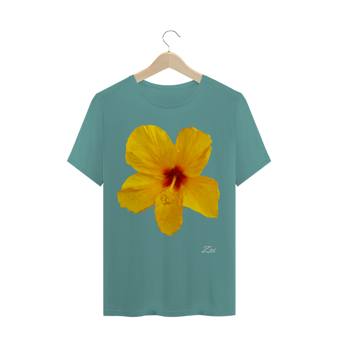 Nome do produto  Camiseta estonada - Hibisco Amarelo
