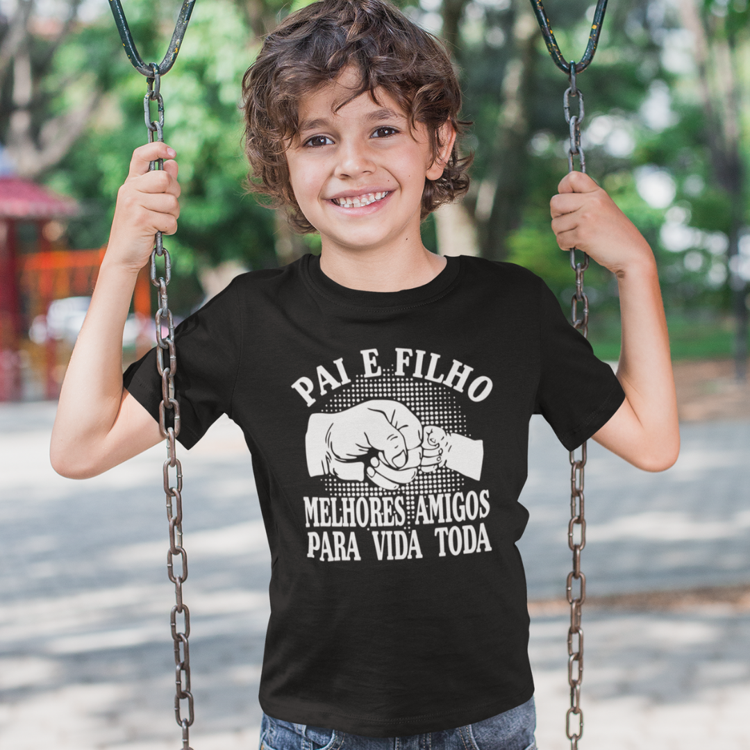 T-shirt Infantil Pai e Filho Melhores Amigos