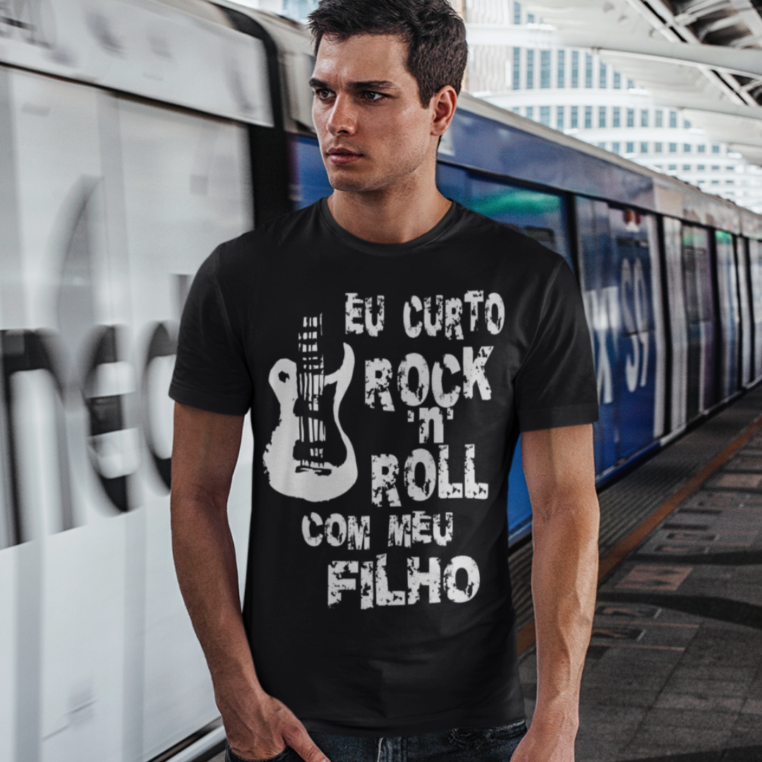 T-shirt Eu Curto Rock com Meu Filho