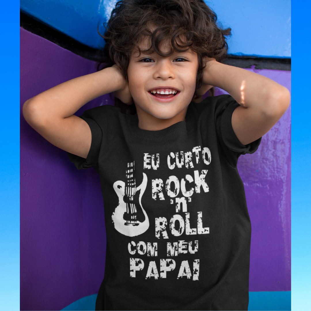 T-shirt  Infantil Curto Rock com Meu Pai