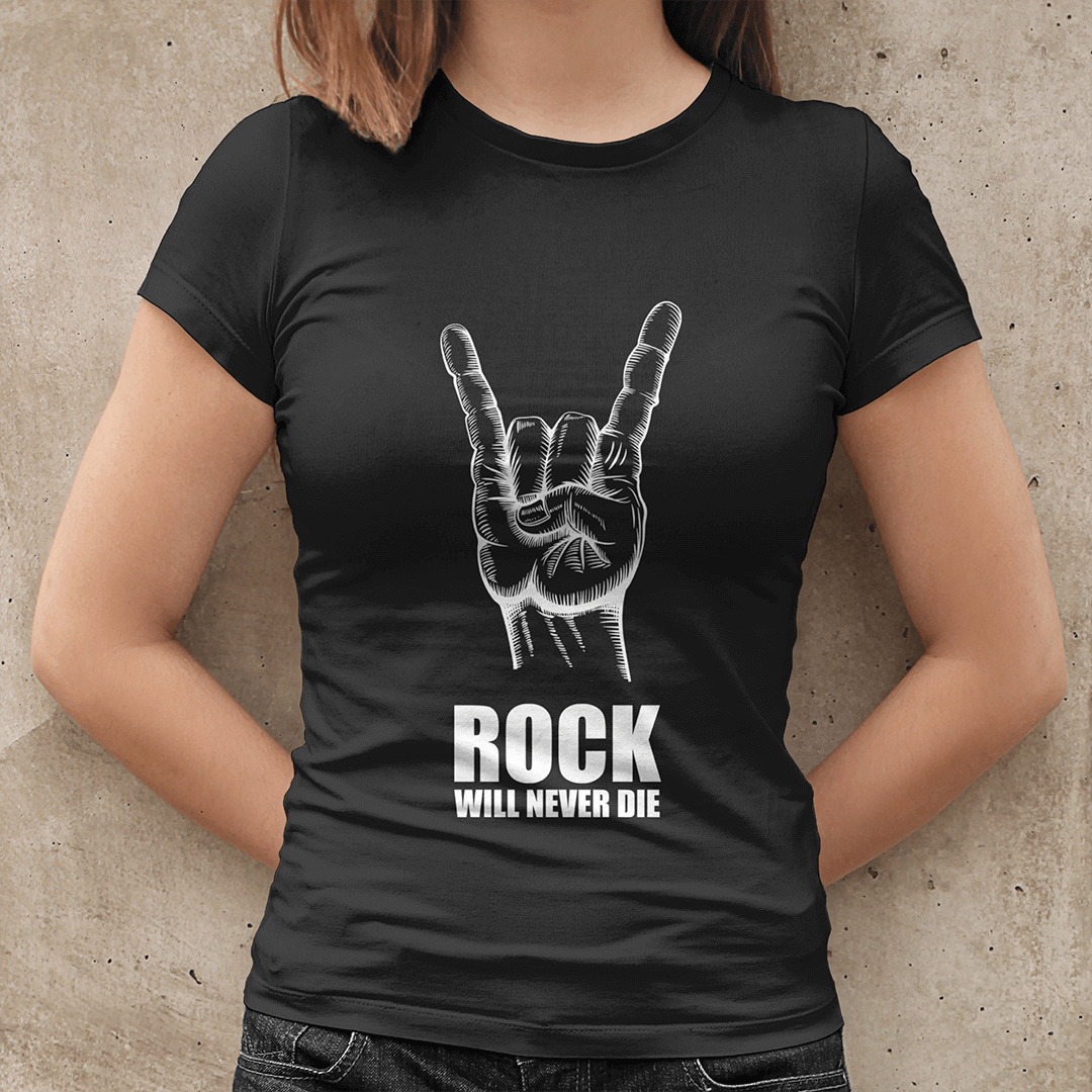 CAMISETA BABYLOOK ROCK NEVER DIE