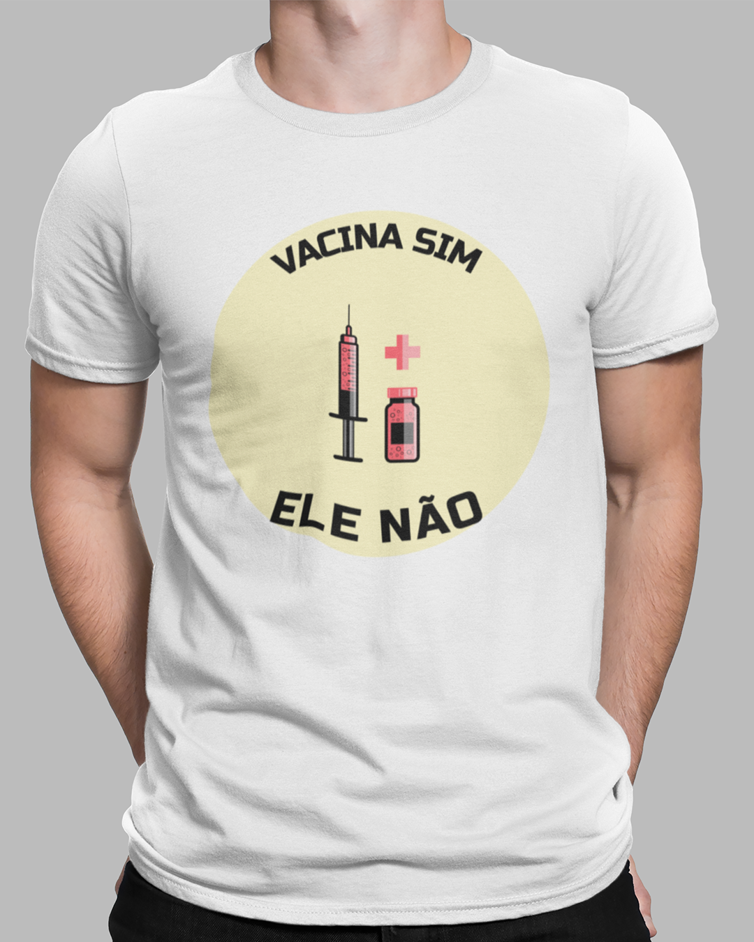 Nome do produto  Camiseta Vacina Sim, Ele Não