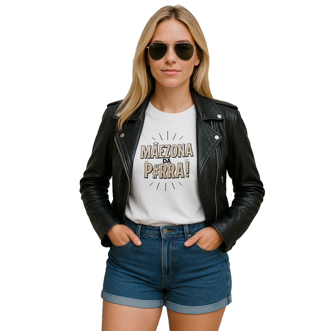 Camiseta Estampada Frase Mãezona da P#RRA Baby Long Quality