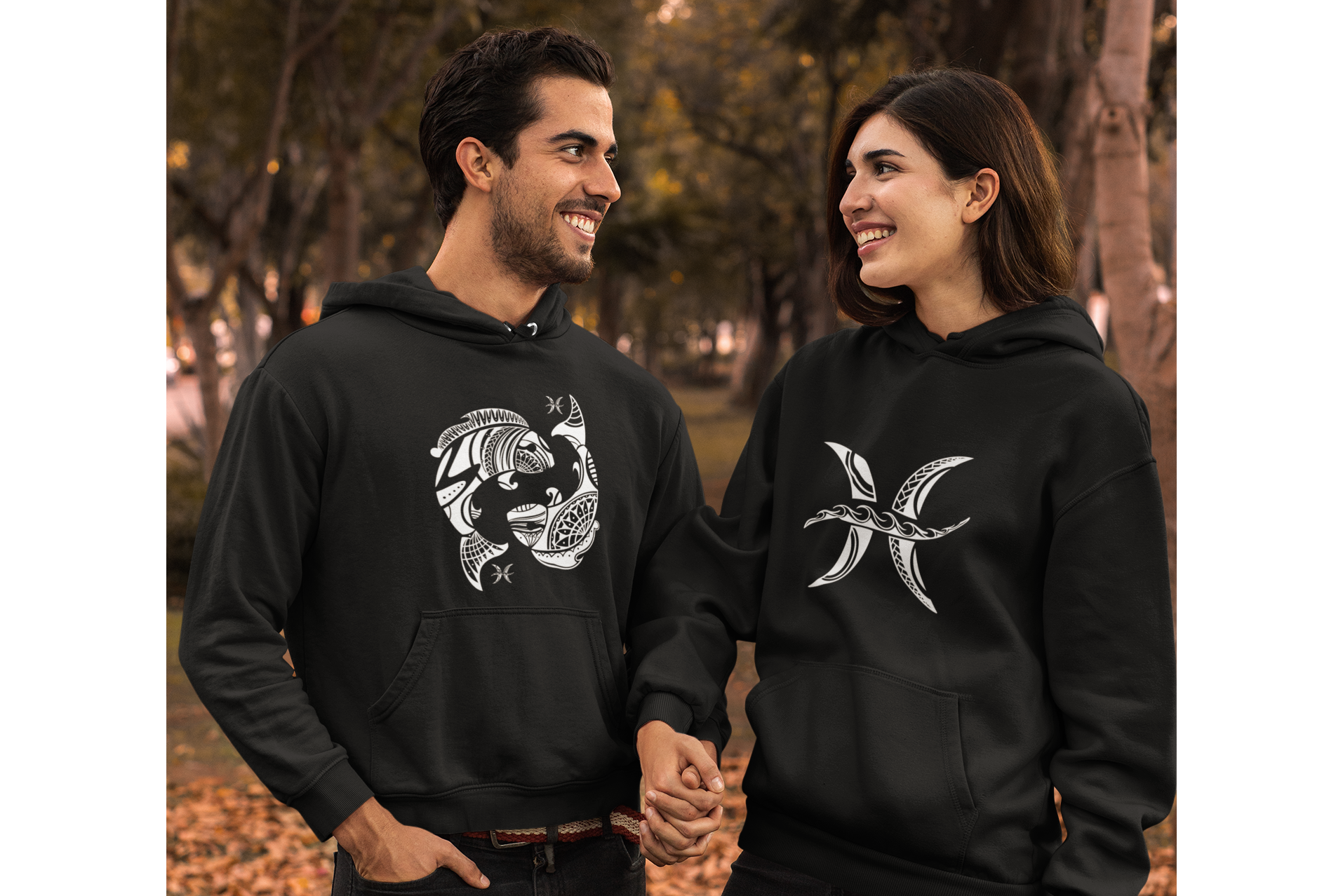 MOLETON PRETO CANGURÚ COM CAPUZ - SIGNO PEIXES SÍMBOLO