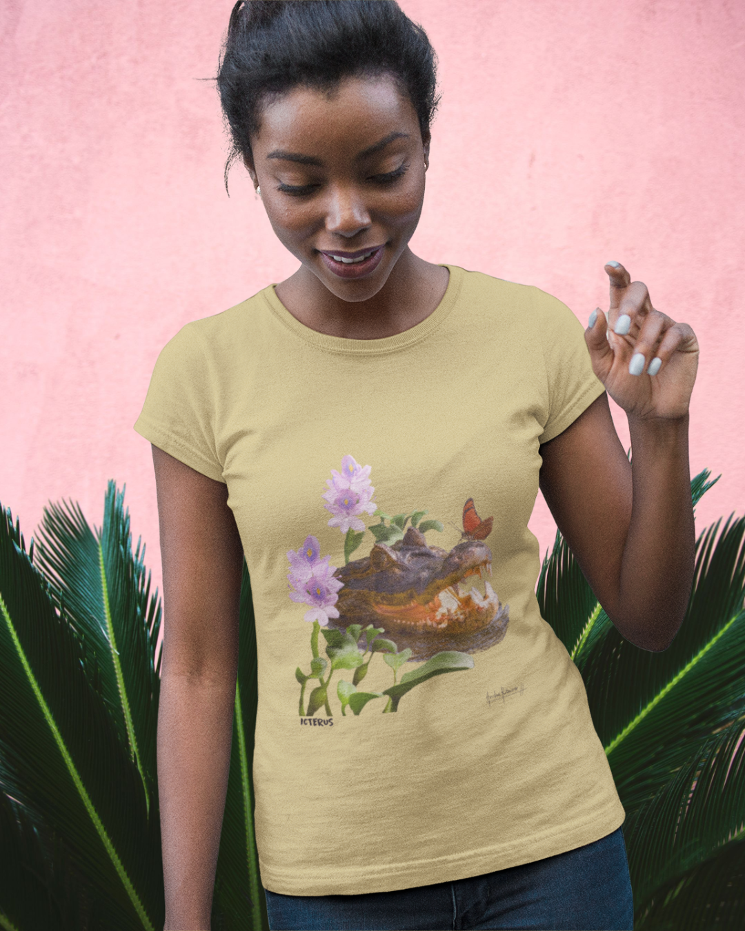 Camiseta Baby-Look Estonada Jacaré do Pantanal