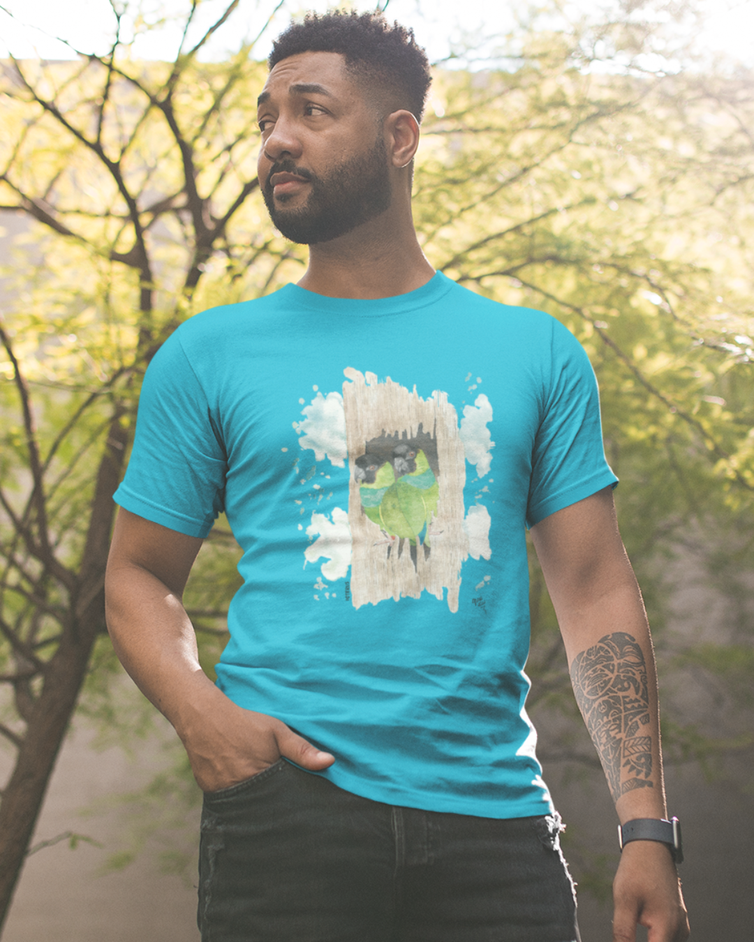 Camiseta Periquito de Cabeça Preta