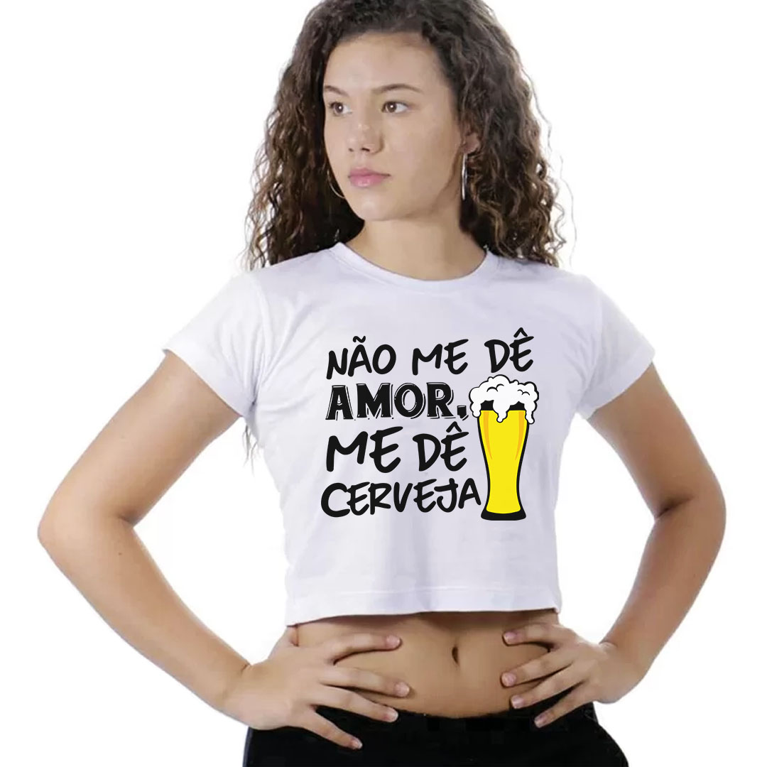 Camiseta Cropped Carnaval Me dê Cerveja M02