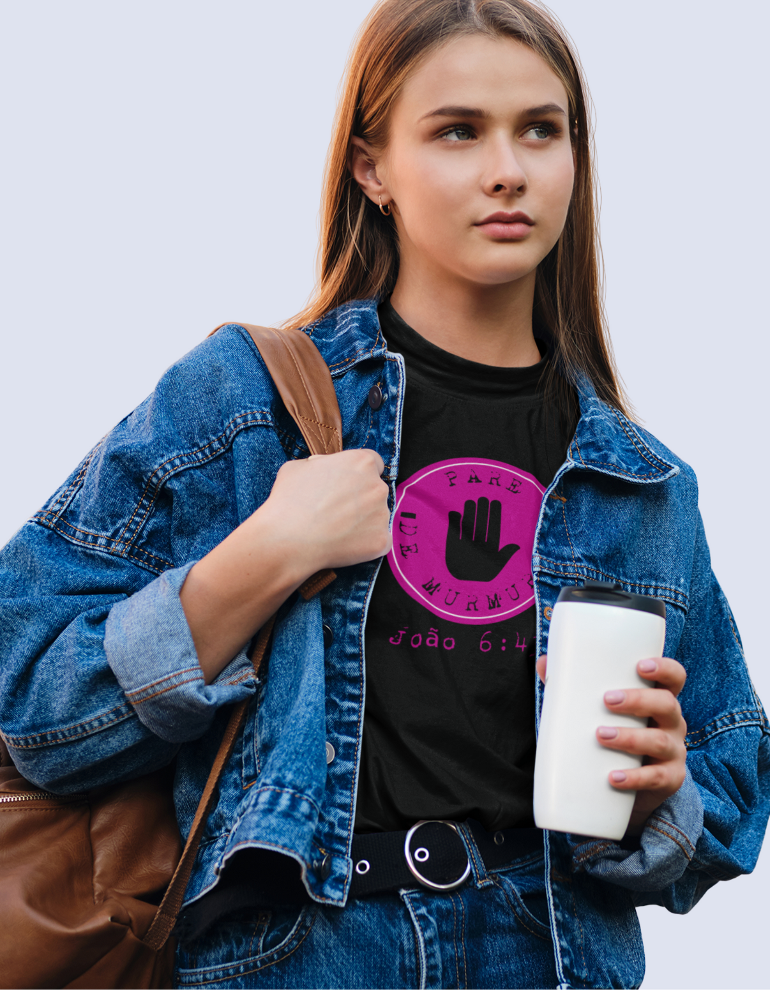 T-SHIRT FEMININA - MALHA CLASSICA - PARE DE MURMURAR (PINK)