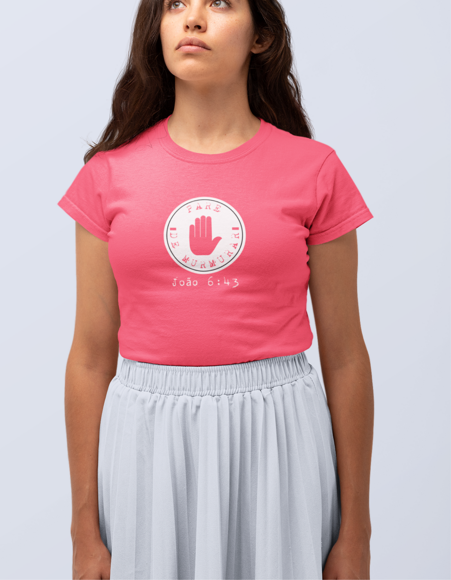 T-SHIRT FEMININA - MALHA ESTONADA - PARE DE MURMURAR (WHITE)