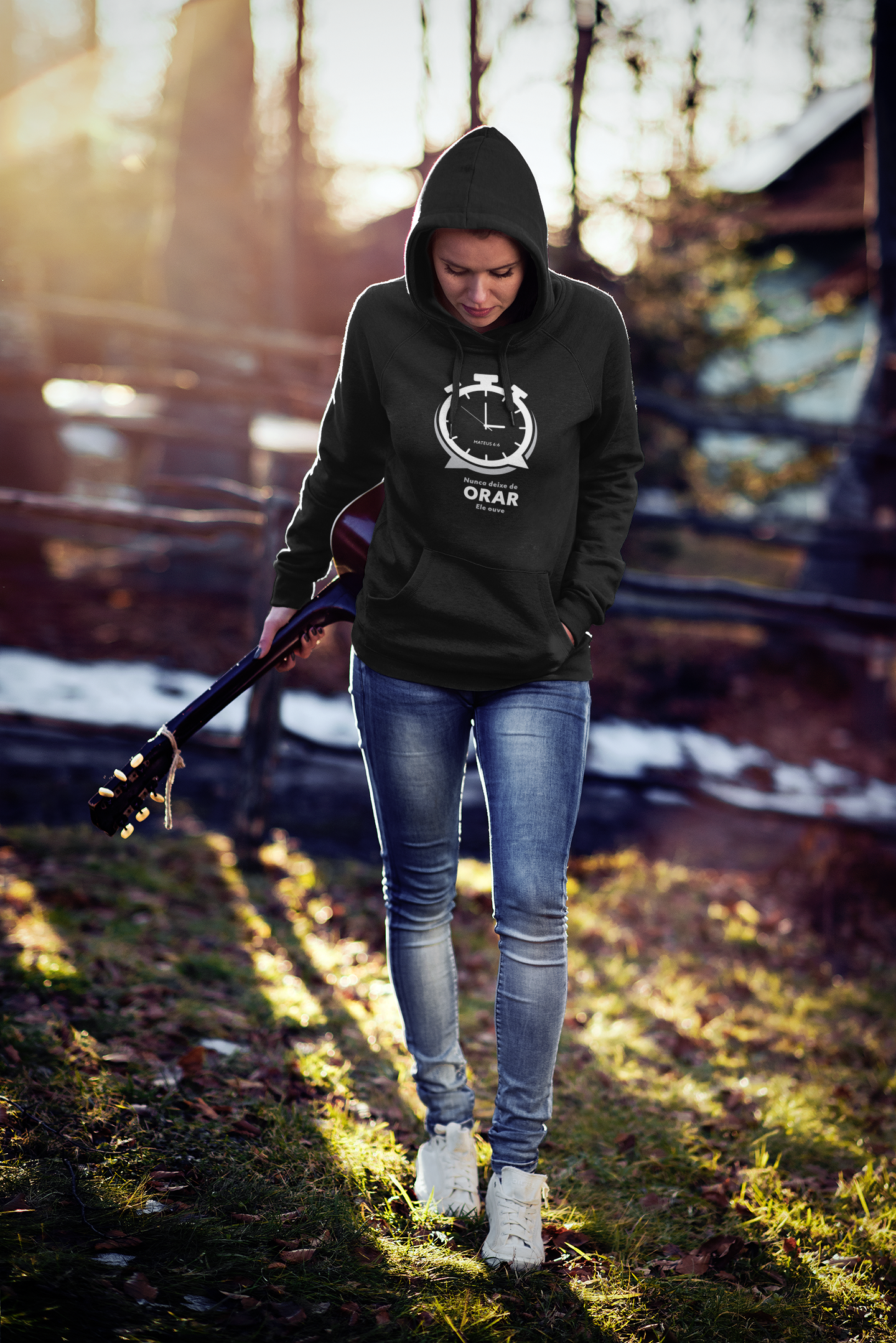 MOLETOM CANGURU UNISSEX - ORAÇÃO (WHITE)