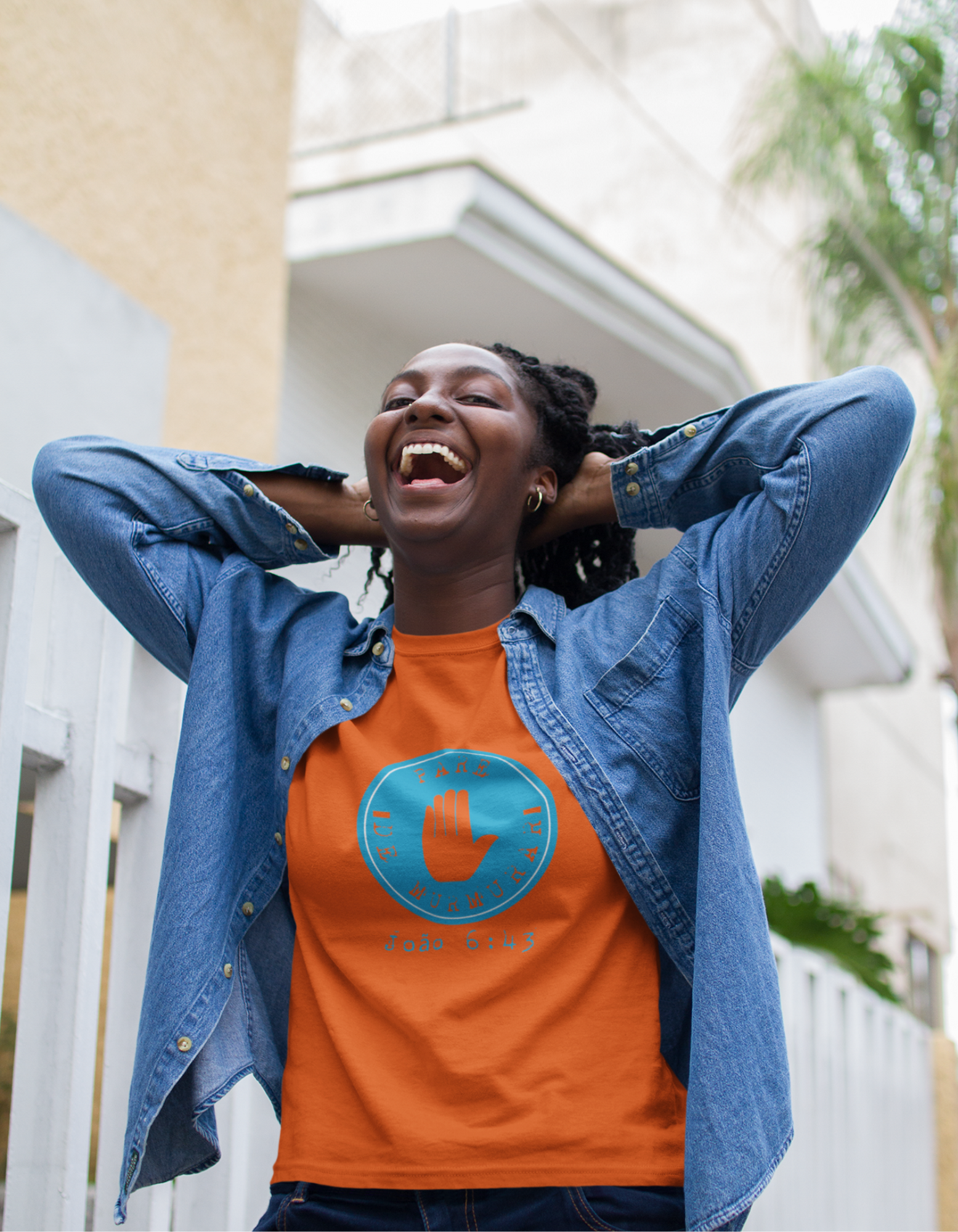 T-SHIRT FEMININA - MALHA CLASSICA - PARE DE MURMURAR (BLUE)