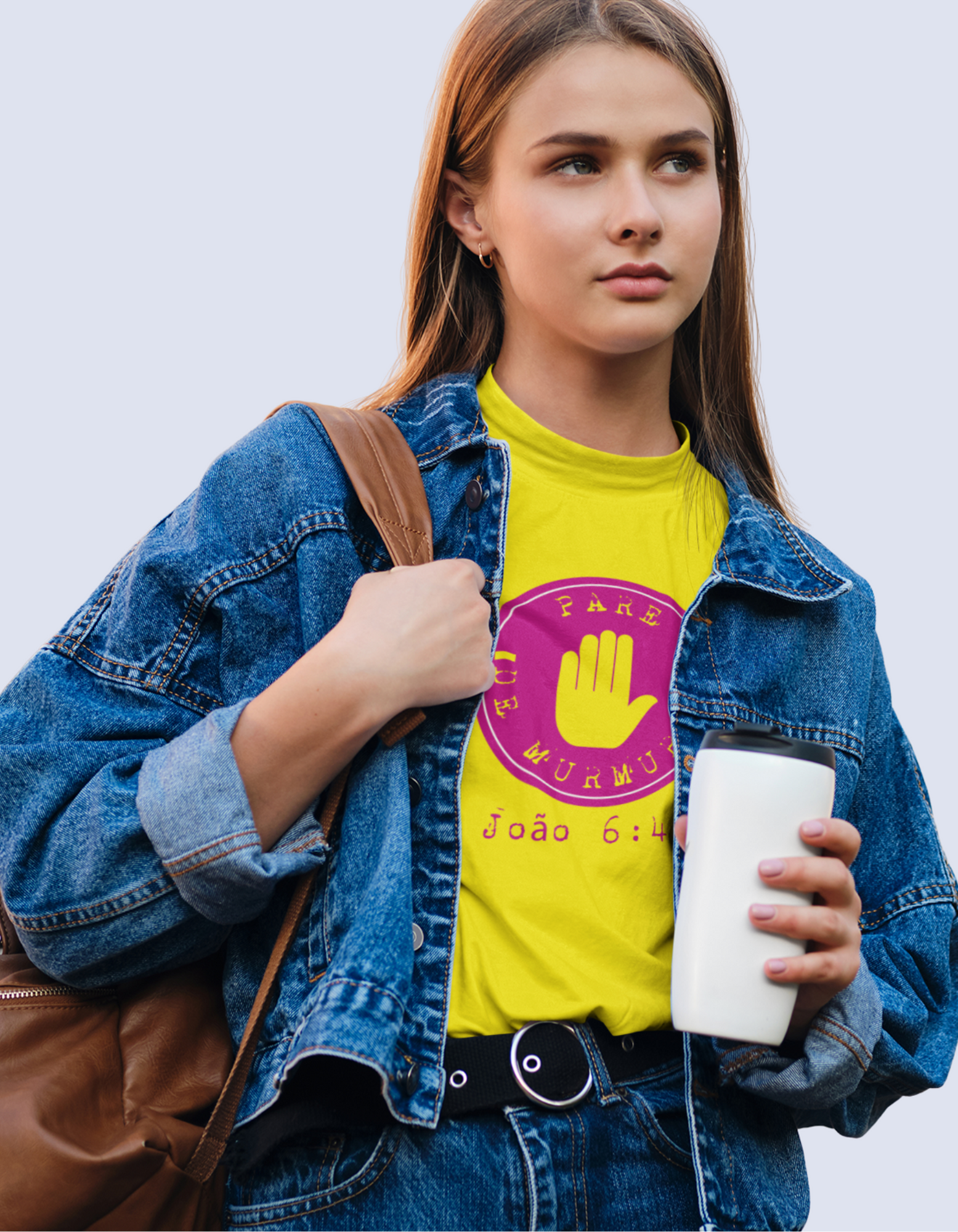 T-SHIRT FEMININA - MALHA QUALITY - PARE DE MURMURAR (PINK)