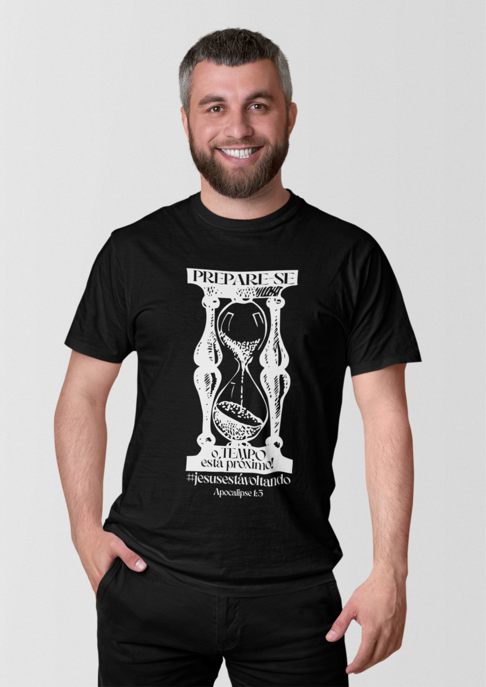 T-SHIRT MASCULINA  - MALHA CLASSICA - PREPARE-SE! (WHITE)