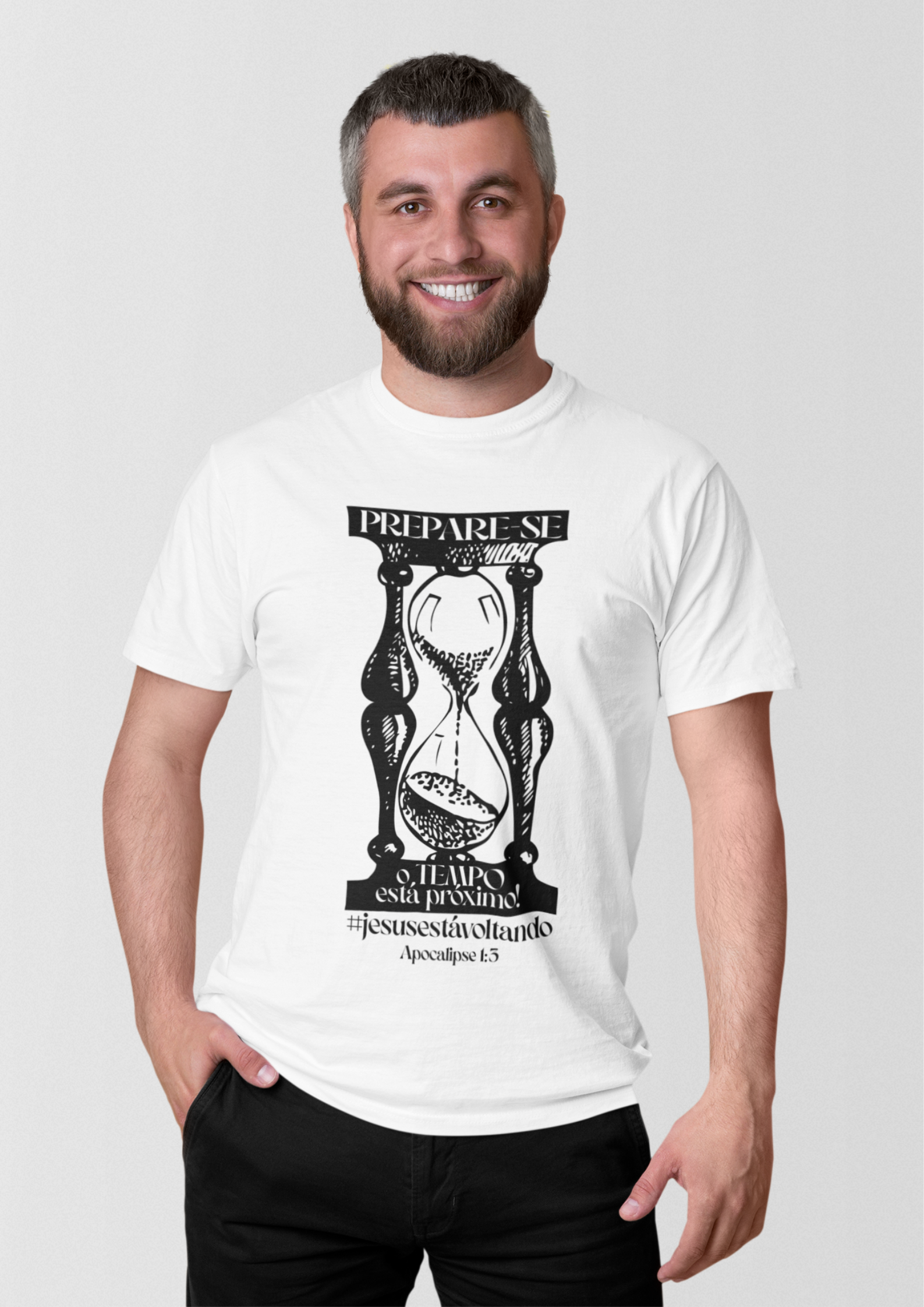 T-SHIRT  MASCULINA -  MALHA CLASSICA - PREPARE-SE! (BLACK)