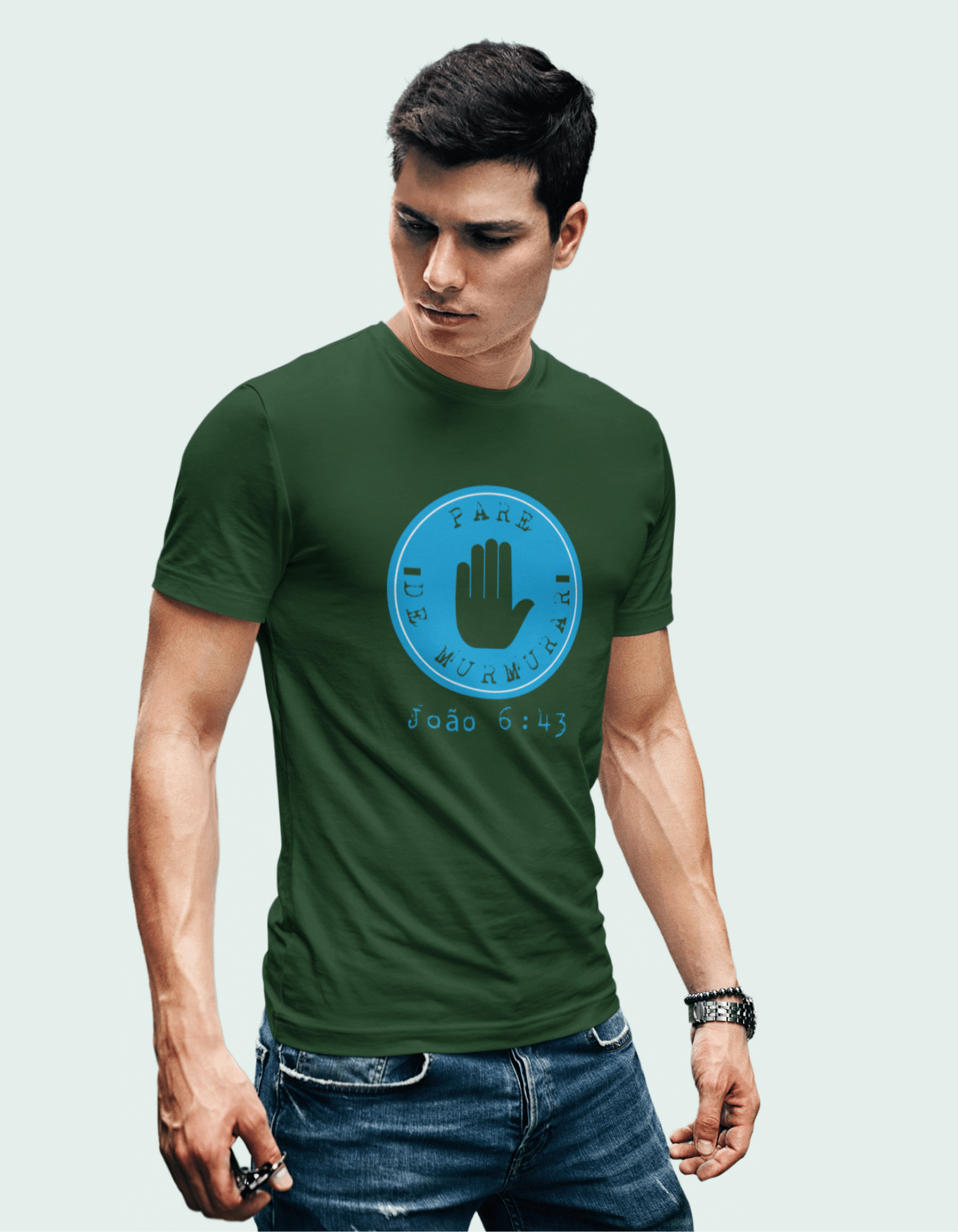 T-SHIRT MASCULINA - MALHA CLASSICA - PARE DE MURMURAR (BLUE)