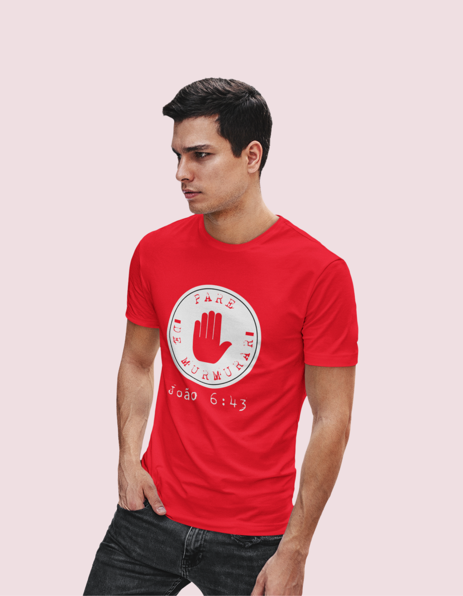 T-SHIRT MASCULINA - MALHA QUALITY - PARE DE MURMURAR (WHITE)