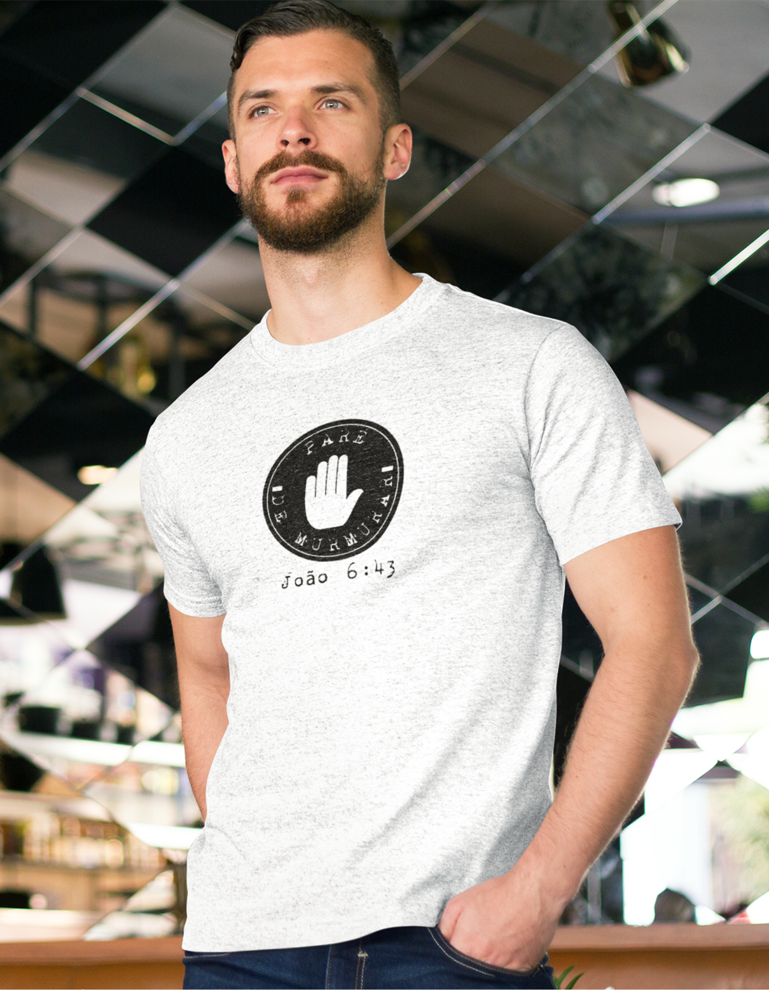 T-SHIRT  MASCULINA - MALHA PRIME - PARE DE MURMURAR (BLACK)