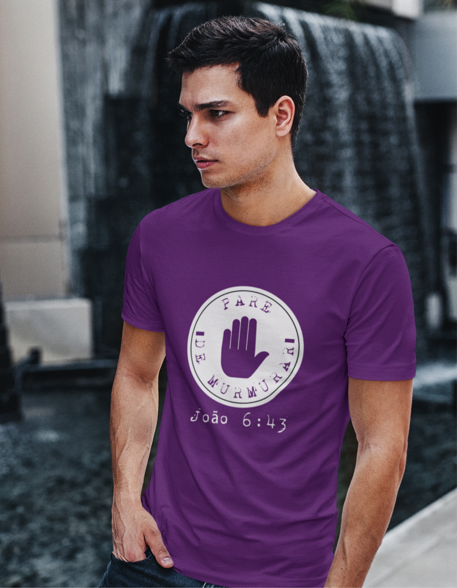 T-SHIRT  MASCULINA - MALHA CLASSICA - PARE DE MURMURAR (WHITE)