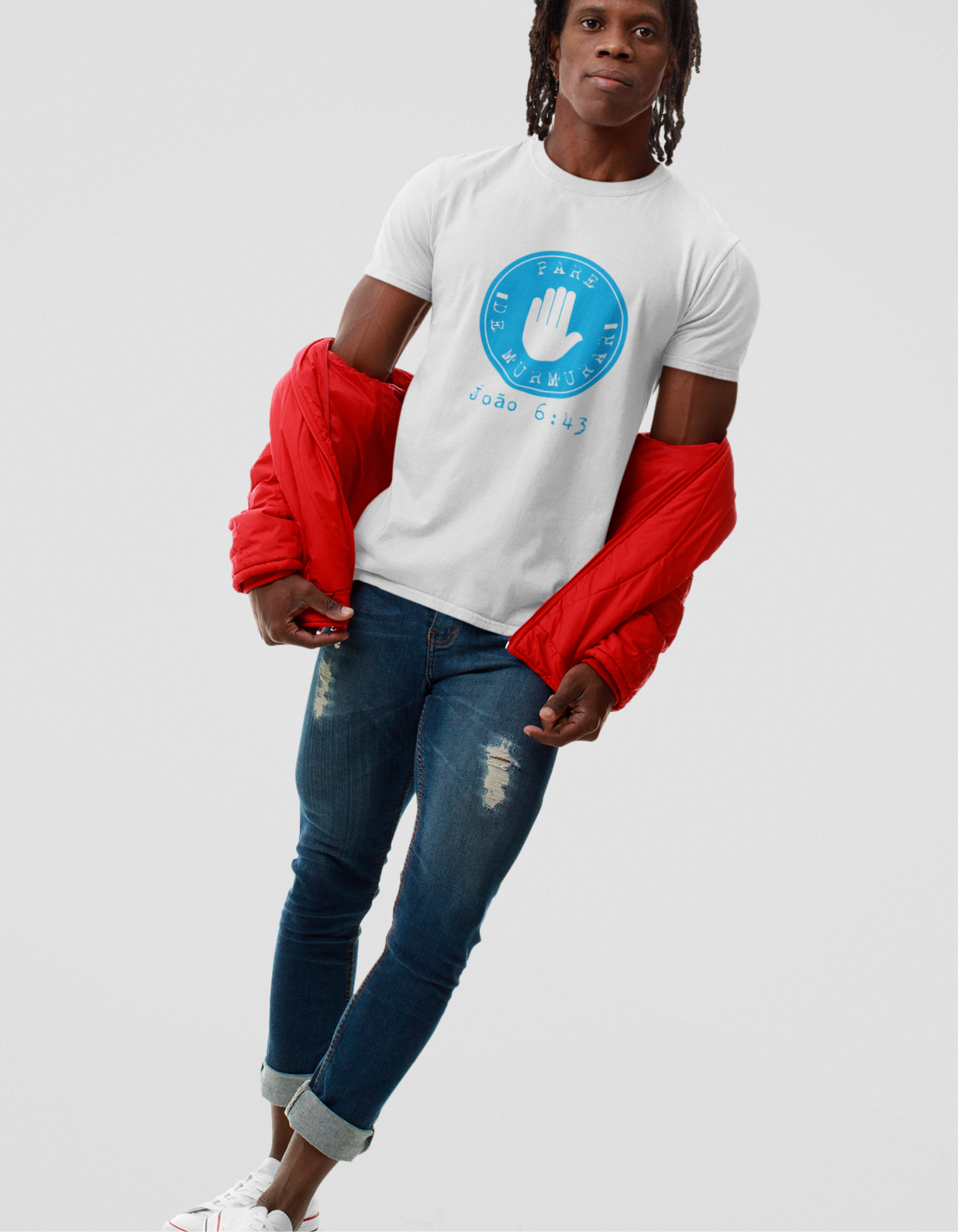 T-SHIRT MASCULINA - MALHA QUALITY - PARE DE MURMURAR (BLUE)