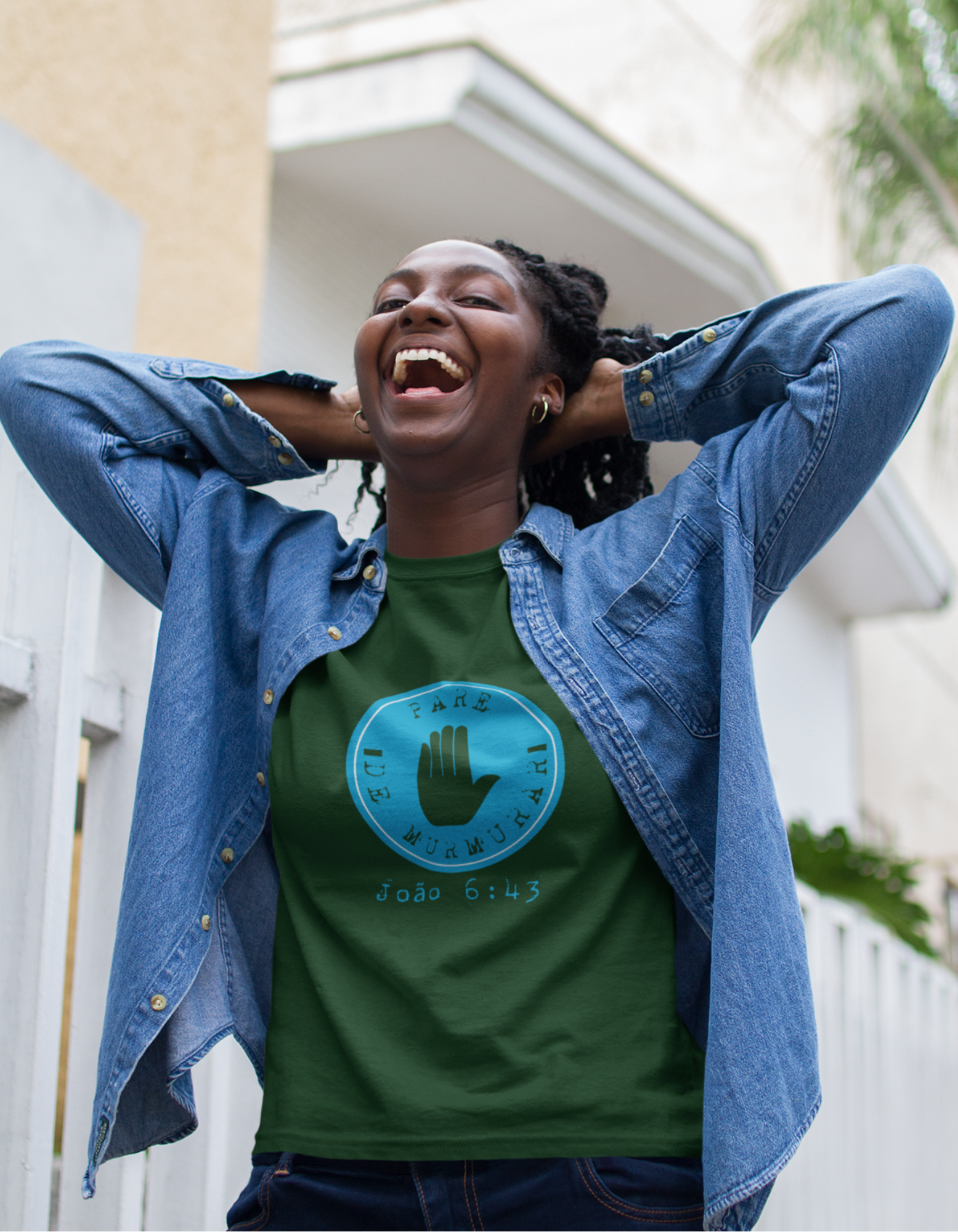 T-SHIRT FEMININA - MALHA QUALITY - PARE DE MURMURAR (BLUE)