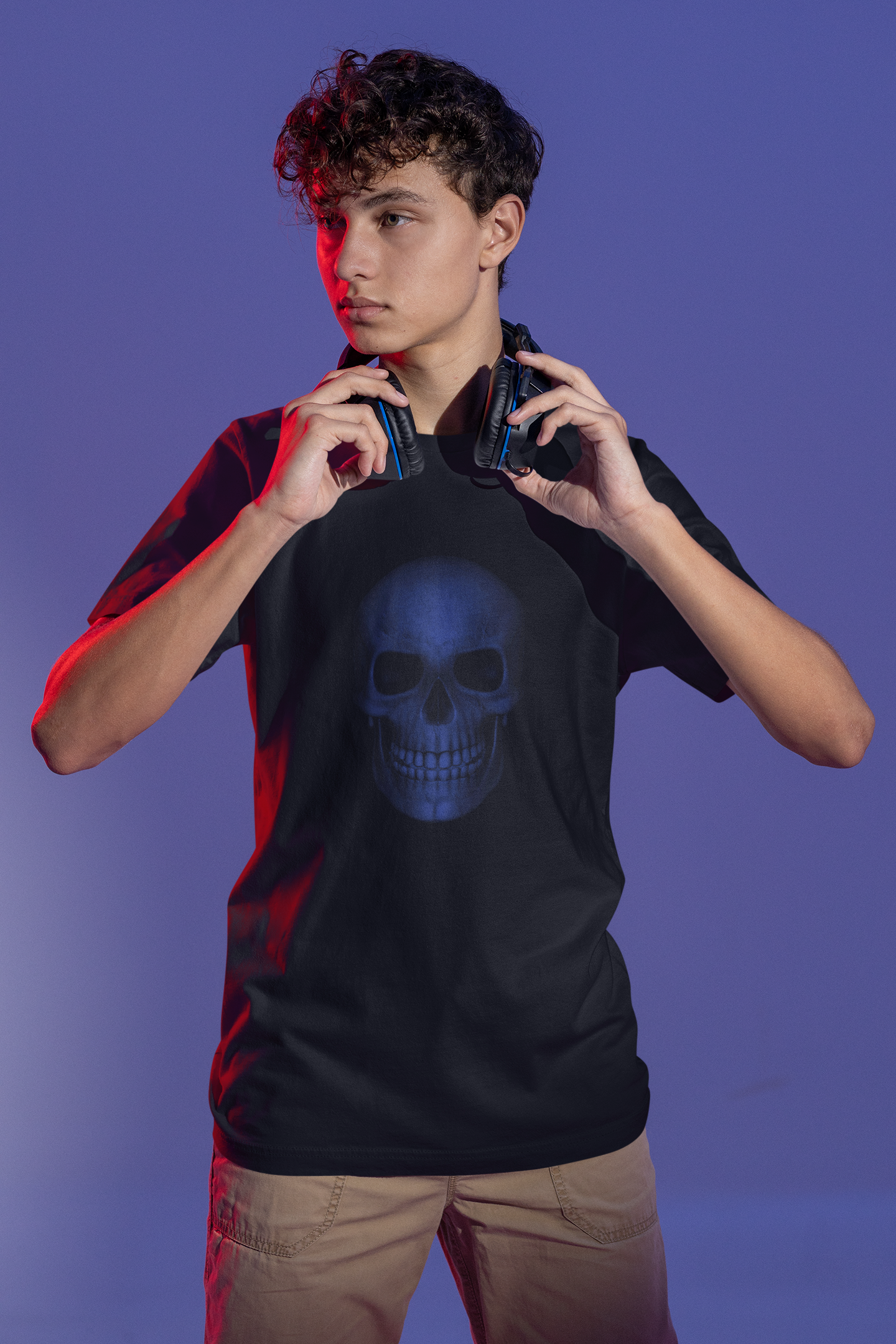 Camiseta Caveira Azul
