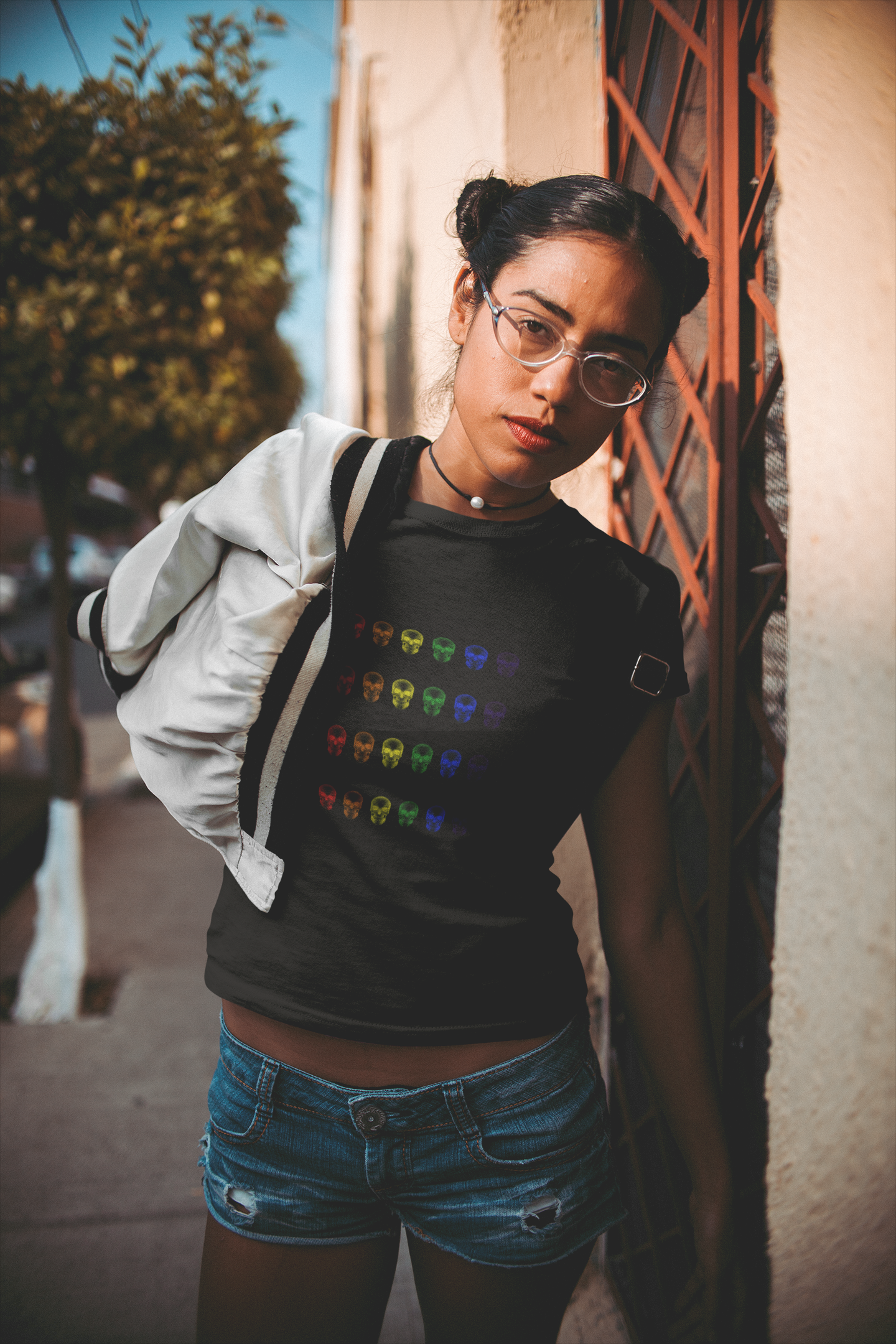 Camiseta Caveira Neon Colorida