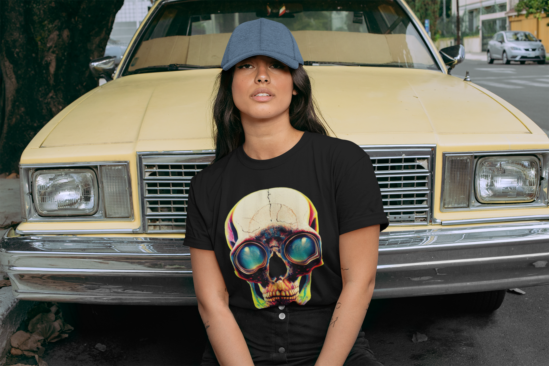 Camiseta Baby Long Caveira