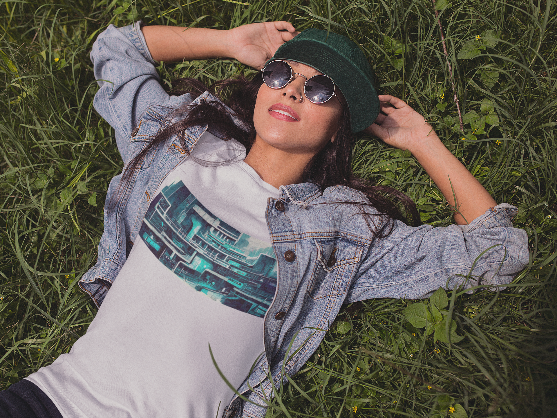 Camiseta Baby Long Cidade Futurista