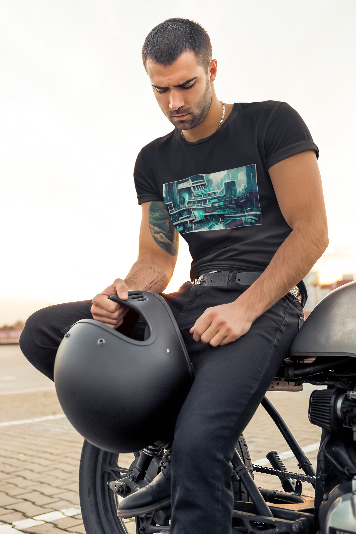 Camiseta Masculina Cidade Futurista