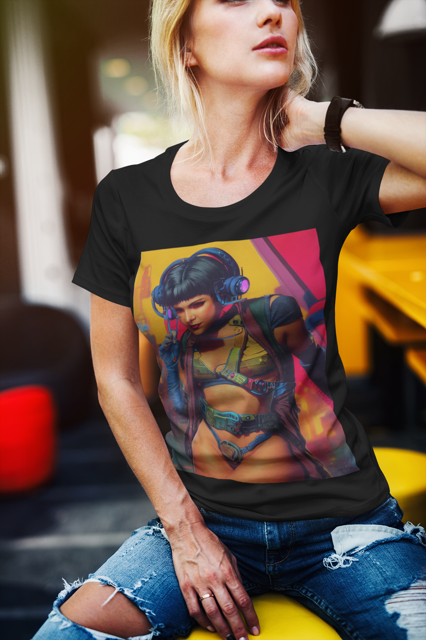 Camiseta Baby Long Garota Futurista