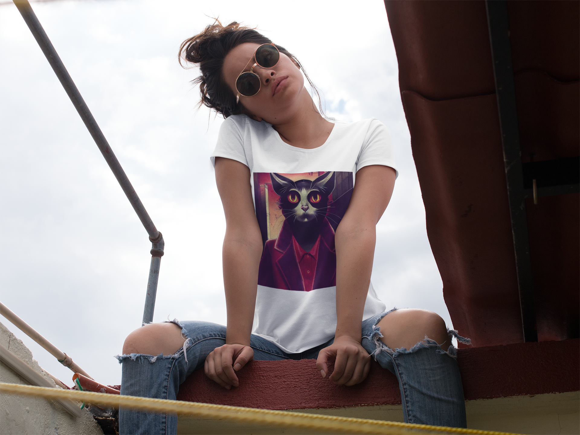 Camiseta Baby Long Gato Mafioso