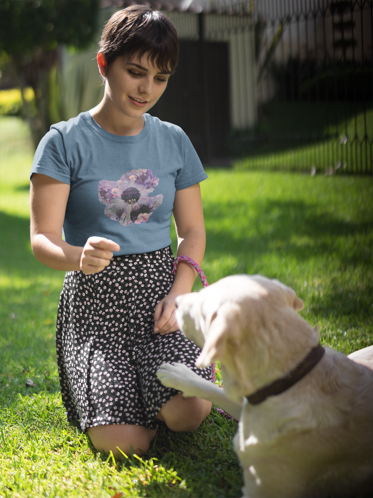 Camiseta Baby Long Flor Fantasia