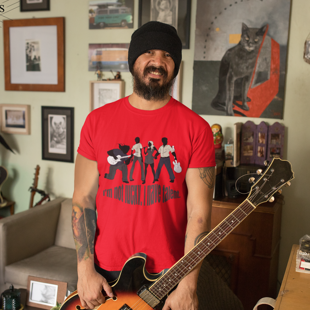 Nome do produto  Camisa Masculina - Personalizada - Eu não tenho sorte, eu tenho talento.