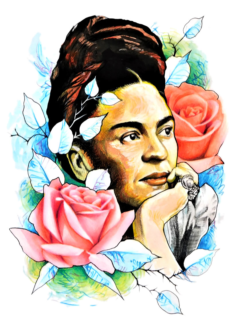 Print / Poster Frida com Rosas por Dario Correia