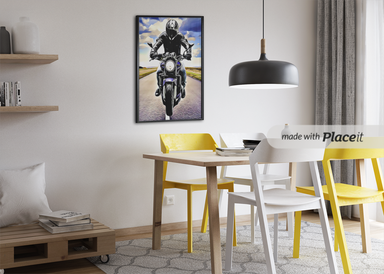 POSTER MOTOQUEIRO NA ESTRADA