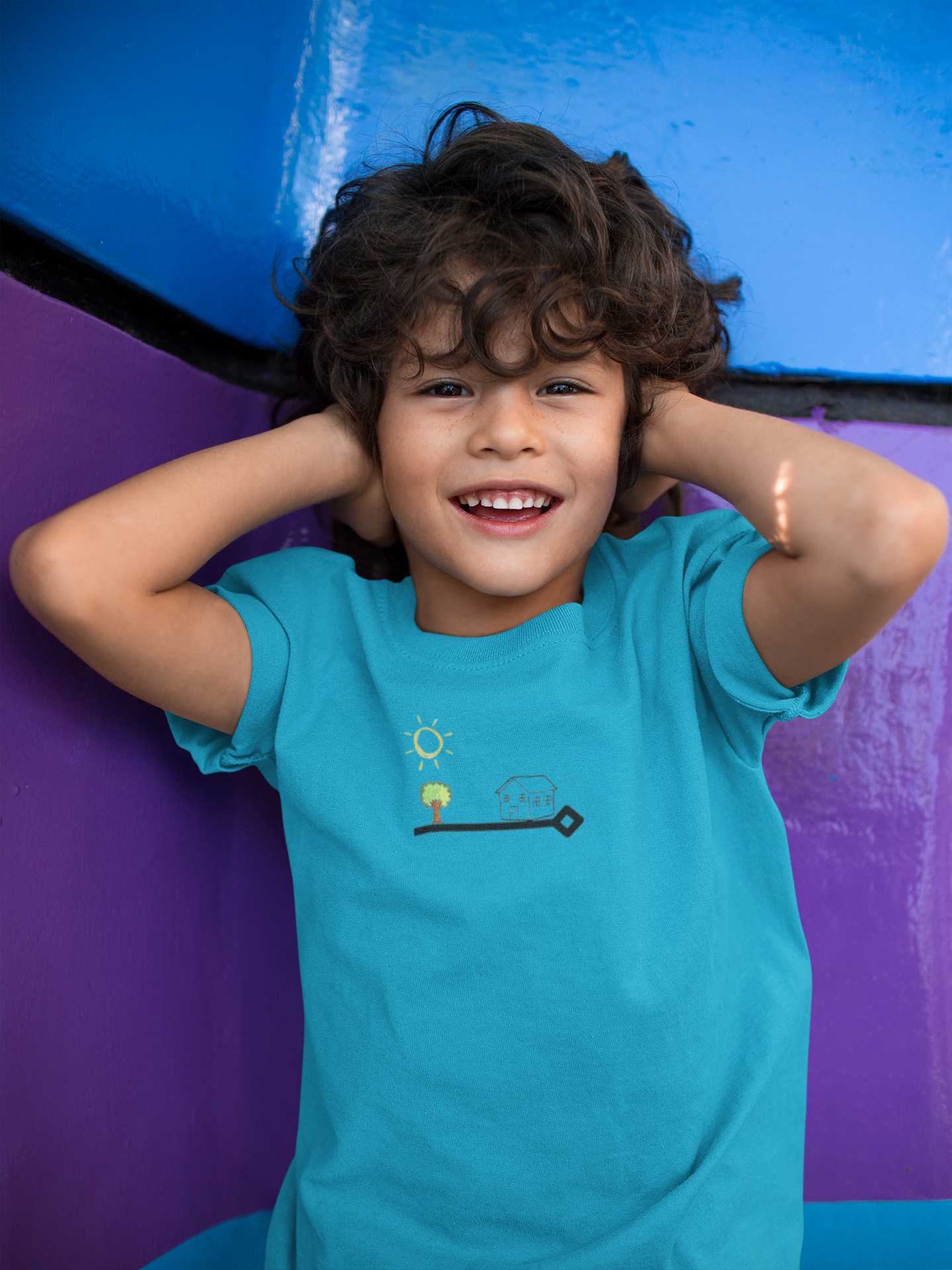 Camisa Reta Kids Desenho Azul Turquesa