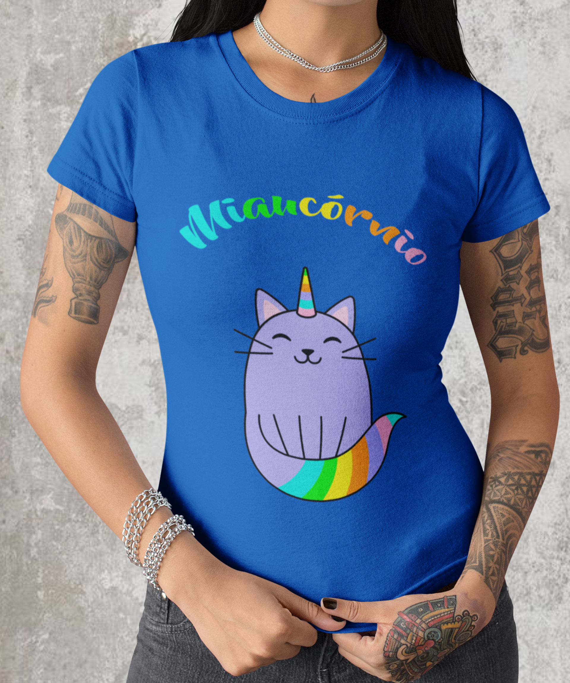 Camiseta baby long feminina Miaucórnio